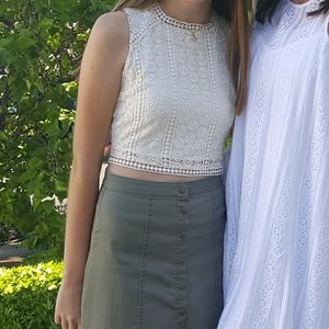 Cream crochet crop top